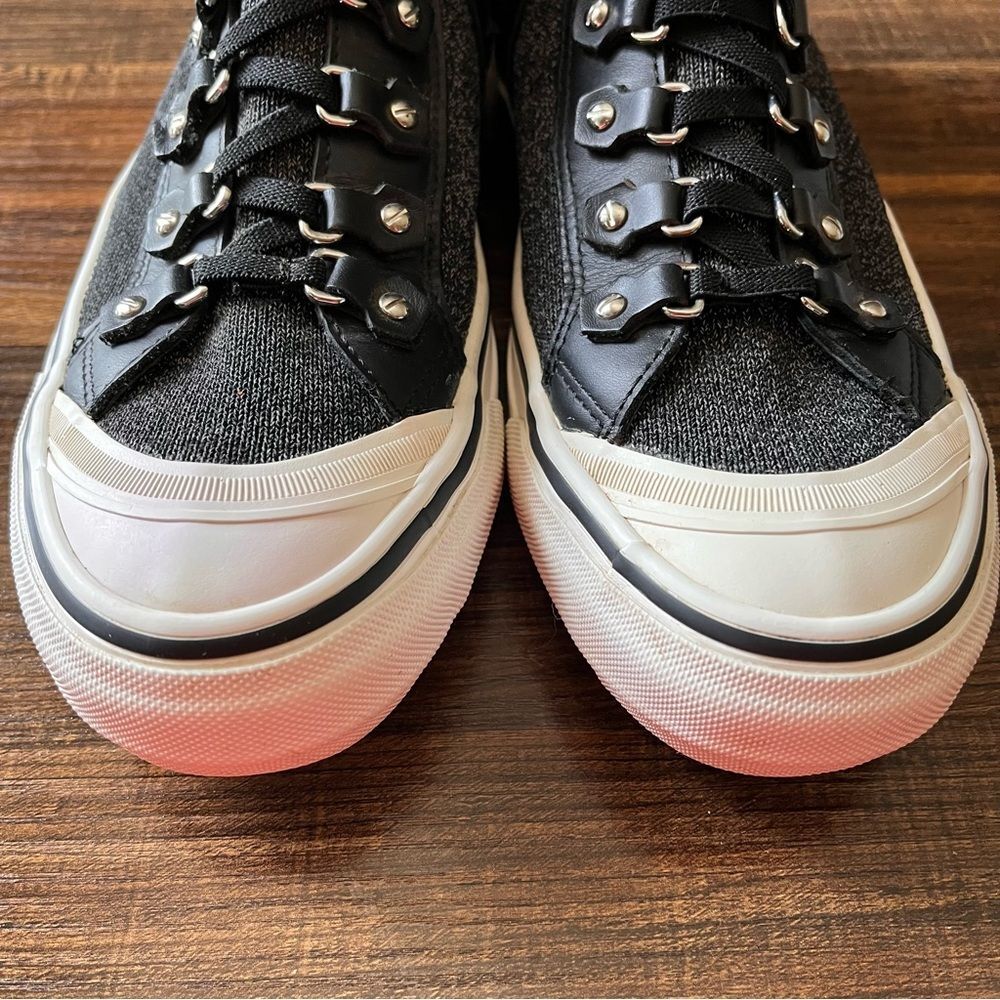 DKNY Sheila Sock Lace Black/Gray Platform Sneakers Shoes with Zipper Size 8 - Picture 4 of 14
